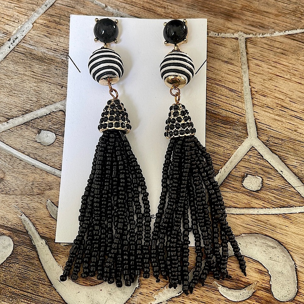Glam Boho beaded tassel earrings